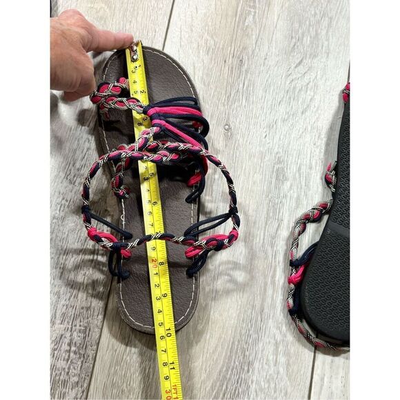 2 pair of ladies braided rope flat sandals cream/black & Navy/hot pink size S 7- - Picture 12 of 12